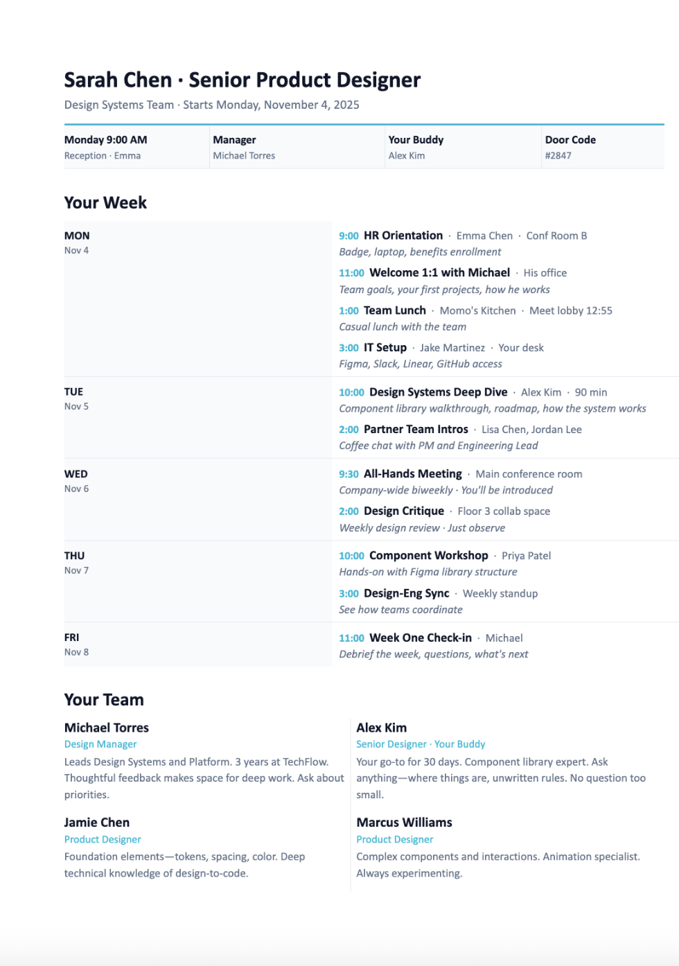 Create new hire onboarding guides result