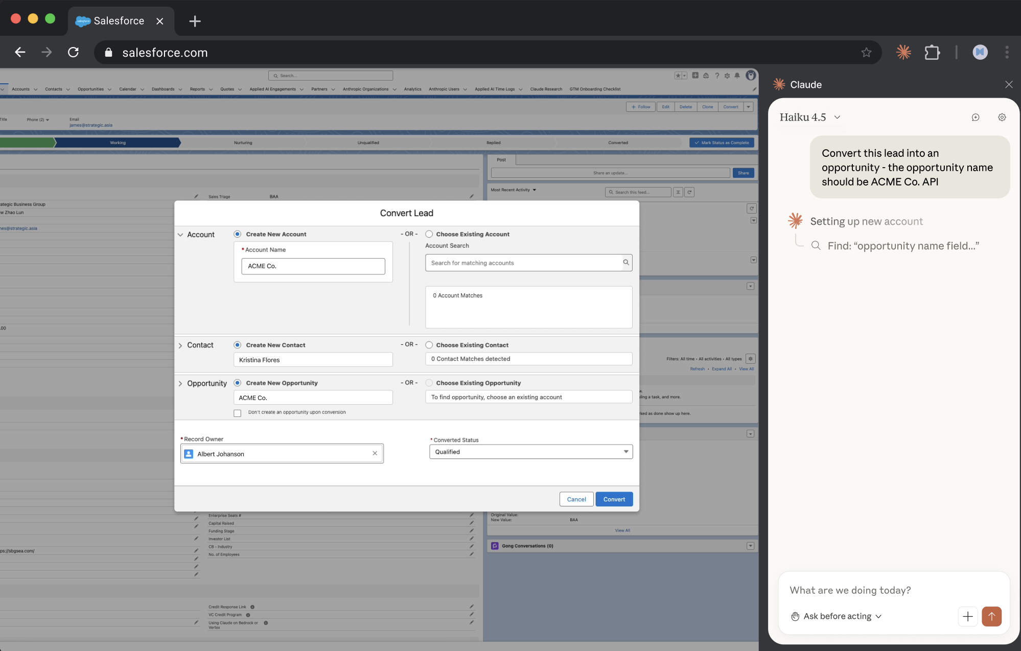 Log sales calls to your CRM result