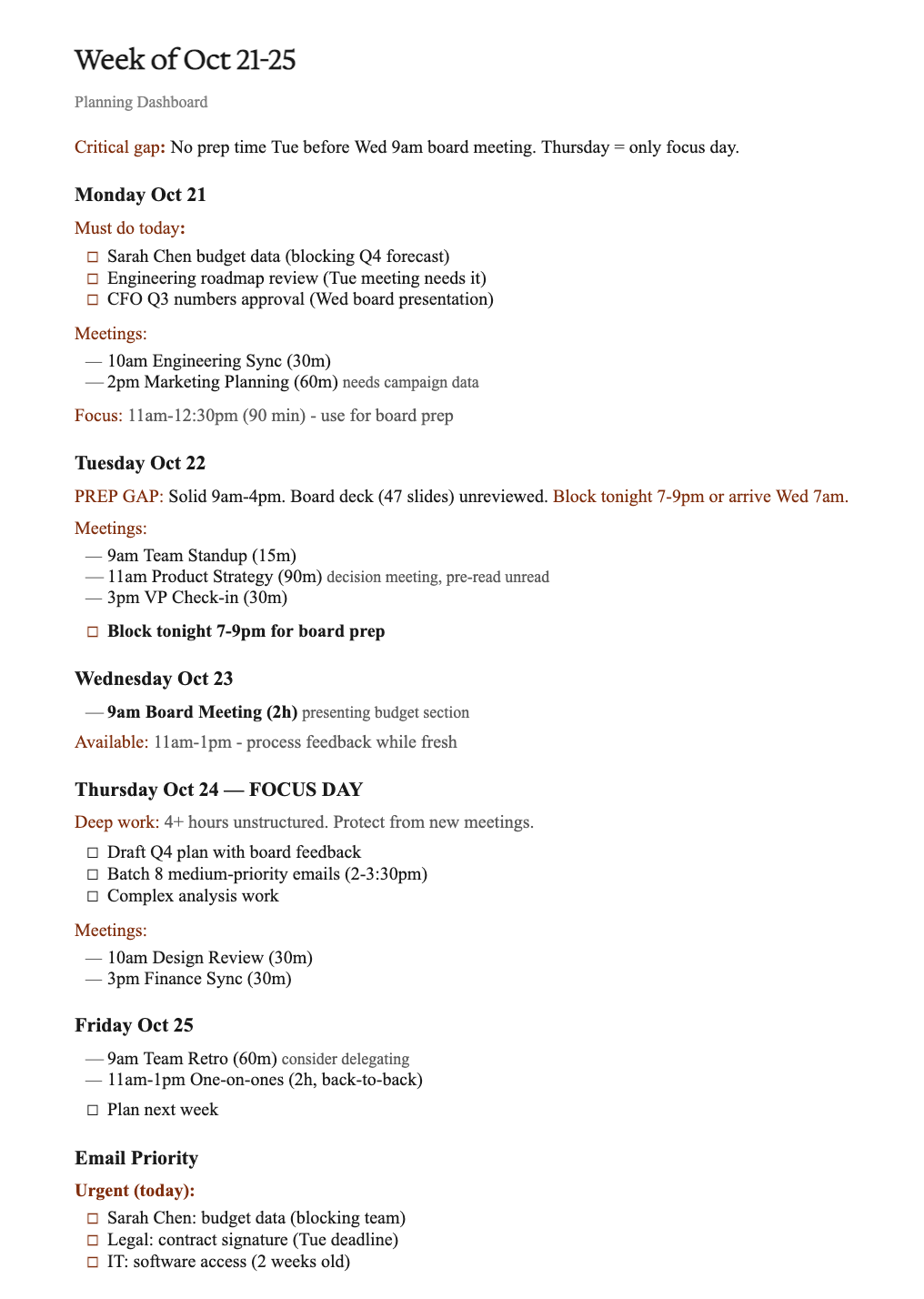Quickly prep for your week result